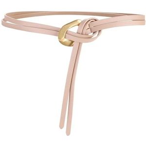 Geknoopte leren riemen met gouden gesp, dubbele laag tailleband, vintage jurk, jas, gordel for vrouwen(Apricot)
