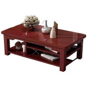 Moderne Woonkamertafel Eenvoudige Moderne Woonkamer Chinese Stijl Massief Houten Salontafel Rechthoekige Huislogopslag Theetafel Koffietafel(Red,M)