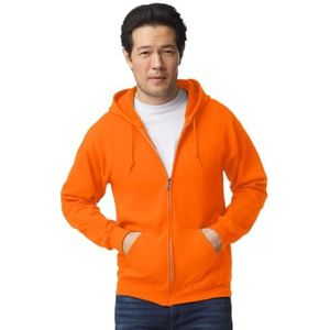 TICTEX Gildan Unisex sweatshirt met capuchon | Heavy Blend fleecejack voor heren en dames | sweatjack met capuchon en ritssluiting | lichte zomerjas in vele kleuren | maten tot 5XL, safety orange, XXL