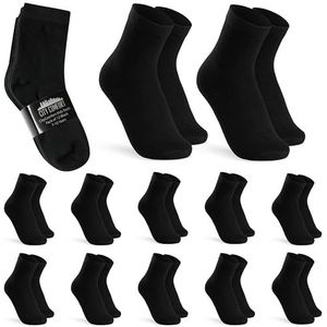 CityComfort Ademende kuitsokken voor kinderen, 12 stuks, Zwart, 4-7 años