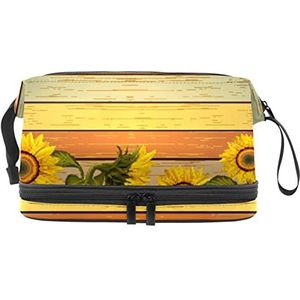 Grote capaciteit reizen cosmetische tas,Roze rode roos vlinder,Make-up tas,Waterdichte make-up tas organisator, Meerkleurig, 27x15x14 cm/10.6x5.9x5.5 in