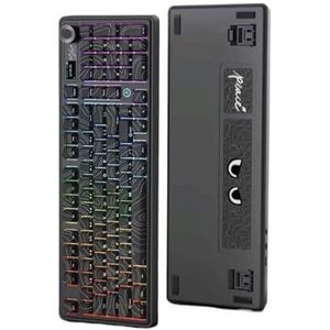 QPSJXN Aanpasbaar mechanisch toetsenbord met drie modi multifunctionele knop RGB-spel RGB Low Delay Hot Swap compatibel met PC(MLD Switch) spelers