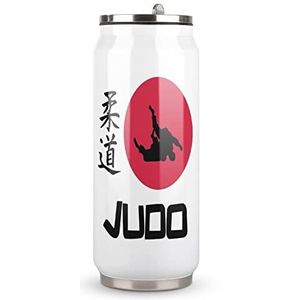Japan Judo Vlag Reizen Mok met Deksel Coke Cup Geïsoleerde Tumbler Water Fles Thee Cup Voor Vrouwen Mannen