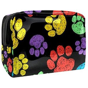 Cosmetische tas voor dames,kleine make-uptas voor portemonnee,Kleurrijke katten- en hondenpoot,Cosmetische reistas,make-uptasje