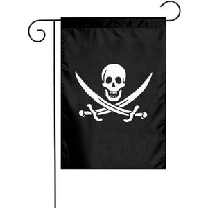 LAMAME Piraten vlag gedrukt tuin vlag patio decoratieve vlag dubbelzijdige tuin vlag