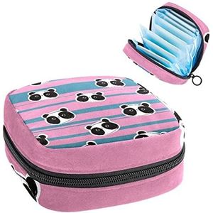 Vrouwen Maandverband Pads Handtas Dames Menstruatie Cup Pouch Meisjes Draagbare Tampon Opbergtas Panda Periode Pouch met Rits, Meerkleurig, 4.7x6.6x6.6 in/12x17x17 cm, Toilettas