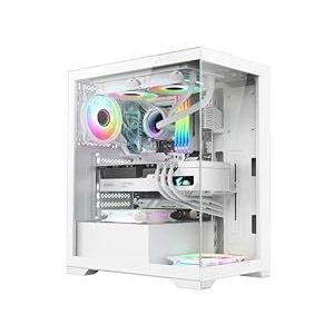 Vida Vetro Witte ARGB Gaming Case w/Glas Voor- en Zijkant, ATX, 3x ARGB-ventilatoren, 6-poorts PWM ARGB Fan Hub
