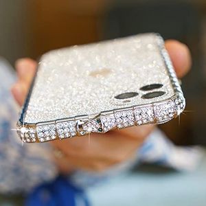 Glitter Diamond Metal Bumper Case Strass Bling Cover Voor iPhone 13 12 14 Pro Max 12mini 6 7 8 Plus Xr Xs Max 11 Pro Max Case,zilver,voor iPhone13 Pro Max