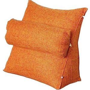 Wigkussen met verstelbare nek, grote bolster hoofdeinde rugleuning steunkussen, slaapbank driehoekige rug lendensteun leeskussen voor boeken, gamen of tv kijken(Orange)