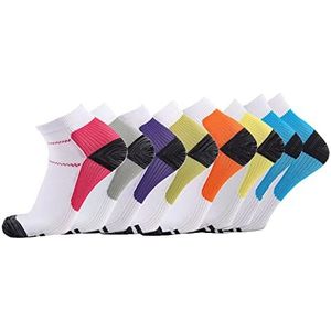 8 paar compressiesokken voor dames en heren (15-20mmHg) - Geweldig voor medische, circulatie, & herstel, verpleegkunde, reizen & vlucht sokken - Running & Fitness