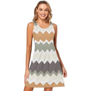 LI ZHI XIN Vrouwen Zomerjurken Ronde Hals Casual A-lijn Mouwloze Vest Jurken met Zakken Kleurrijke Ripple Patronen, Meerkleurig, L
