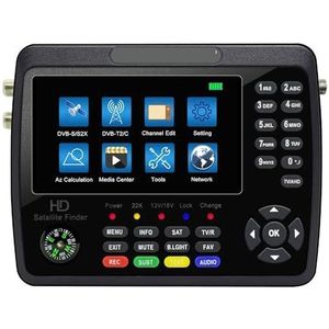 TV-signaalsterktemeter V10 Finder Pro+ Satelliet-tv-zoekermeter DVB-S/S2/S2X/T/T2/C/H.265+AHD(8MP) 4,3 inch PK V8 2 Satellietzoeker