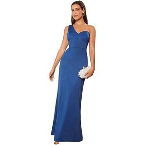 jurken voor dames Glitterjurk met één schouder - Elegante mouwloze maxi-jurk (Color : Blue, Size : M)