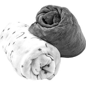 Cozy Fleece Zachte en warme micropluche hoeslaken met maan en sterren, 2 stuks warme wieglakens voor de winter, geschikt voor standaard formaat wiegmatras van 71 x 132 cm, wieglakens voor jongens,