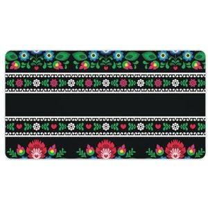 Retro Slavische Traditionele Bloemen Polish Folk Mode Bureau Muismat Antislip Gaming Muismat Accessoires Decor 40X75cm