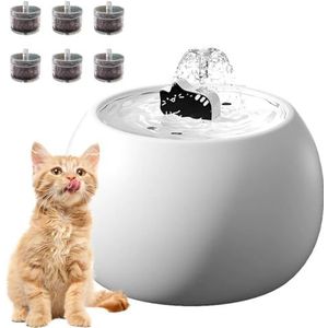 PJDDP Keramische Kattenwaterfontein, Automatische Drinkfontein Voor Honden, Porseleinen Kattenwaterdispenser Met Ultrastille Pomp Voor Katten En Honden,Wit