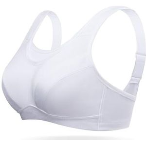Deyllo Sportbeha voor dames Sterke ondersteuning Grote maten sportbeha voor fitness Running Yoga (Wit, 75C)