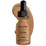 NYX Professional Makeup Total Control Pro Drop Foundation, vloeibare make-up, individuele en opbouwbare dekking, veganistische formule, True to Skin-afwerking, 13 ml, kleur: goud