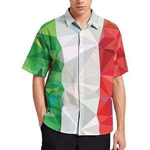 Vlag van Italië Low Poly Hawaiiaanse Shirt Voor Mannen Zomer Strand Casual Korte Mouw Button Down Shirts met Pocket