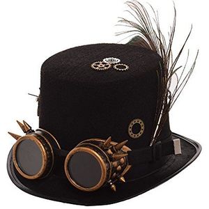 BLESSUME Steampunk hoed met bril unisex fancy dress top hoed, Kleur a, L