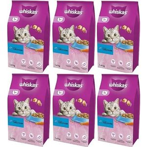 Whiskas Adult 1+ droogvoer voor katten met tonijn, 6 zakken, 6 x 1,4 kg, hoogwaardig droogvoer voor volwassen katten vanaf 1 jaar, verschillende productverpakkingen verkrijgbaar