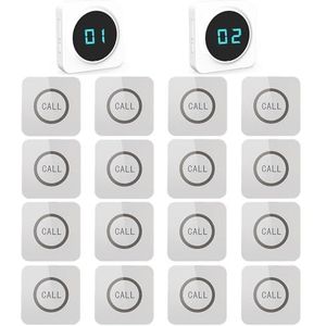 ALIBELL Draadloos oproepsysteem voor restaurant, calling systeem, 2 digitale led-display-ontvangers en 16 Beeper Pager voor restaurant, verbetering van de servicekwaliteit
