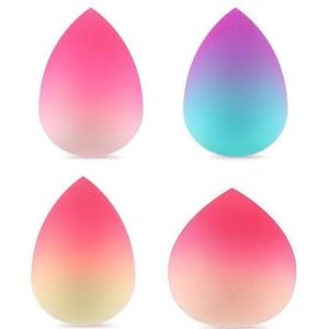 4-delige Beauty Blending make-upspons, zacht en comfortabel, beauty-accessoireset, blending cotton puff voor vloeistof, crème en foundation (roze, blauw, paars)