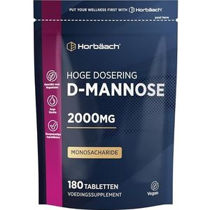 D-Mannose 1000mg Capsules | 6 Maanden Voorraat - 180 Vegan Tabletten | Alternatief voor Cranberry | Puur D-Mannose | Horbaach