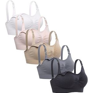 Lataly Vrouwen slapen verpleging beha draadloze borstvoeding moederschap bralette Pack van 5, Verpakking van 5, XXL