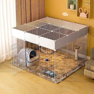 Kattenkooi binnen kleine dierenkooi huisdier box afneembare metalen draagbare kattenbehuizingen, huisdier hek tuin voor cavia's konijn fretten hamsters puppy's (maat: 111 x 111 x 65 cm)