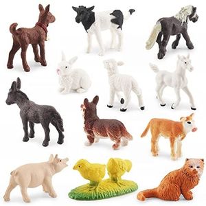 Farm Animal Figurines | 12 PCS Farm Barn Animals Playset,Simulation Miniature Farm Animal Toys Cake Topper, Educational Learning Toy Set for