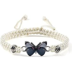 Vlinder armband voor vrouwen Boheemse gevlochten armband armband paar vlinder hand sieraden cadeau, gebroken wit-grijs