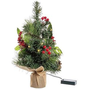 LOLAhome Kerstboom met groene batterijen, 40 cm