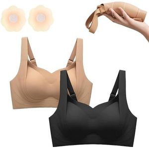 Draadloze Ondersteunende Liftbeha - Volledige Dekking, Naadloze Push-up(2pcs-set2,XX-Large)