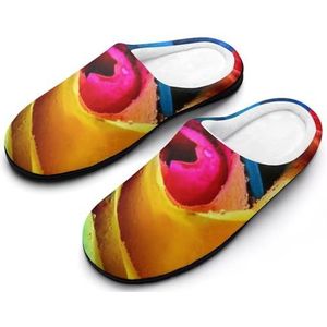 Kleurrijke Regenboog Natuur Rose Katoenen Slippers Voor Vrouwen Warme Anti-Slip Rubber Zool Huis Schoenen Voor Indoor Hotel 11-12 (42-43)