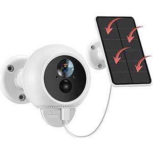 Beveiligingssysteem, 3MP Draadloze IP Camera Outdoor 6000mAh Oplaadbare Batterij Panoramisch 150 Graden Paneel Solar Cam PIR Motion IP66(Solar Cam Add 32G)