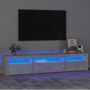 AJJHUUKI Entertainment Centra & TV Stands TV-meubel met LED verlichting Beton Grijs 195x35x40 cm Meubels
