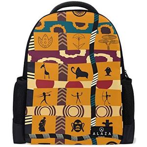 My Daily Afrikaanse Tribal Stripe Rugzak 14 Inch Laptop Daypack Boekentas voor Reizen College School, Meerkleurig, One Size