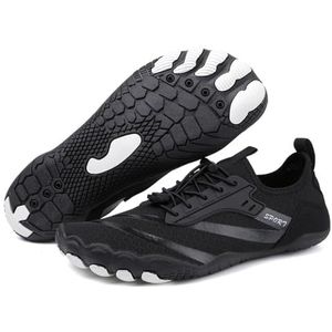 Ultralichte zomerwaterschoenen voor mannen en vrouwen, antislip buitenschoenen, ademende blotevoetensneakers, Zwart, 38 EU