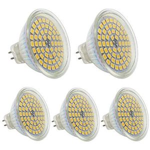 5 stuks GU5.3 MR16 LED-lamp 12V warm wit 3W, 25W GU5,3 halogeenlamp equivalent, GU 5.3 fitting gloeilampen, hoge compatibiliteit, 3000K, 50mm diameter, aluminium, 320LM
