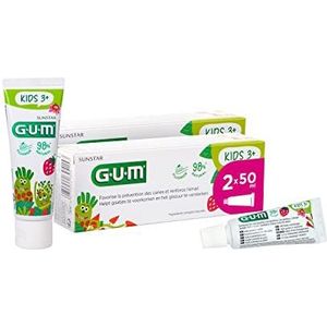 GUM KIDS Toothpaste 3+ | specially designed for milk teeth | gel texture | strawberry flavour | 50ml | 2 x 50 (with 1 Bonus Sample)