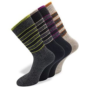 PASINI FASHION 4 paar korte sokken met alpaca - FEDE collectie - warm en comfortabel in het assortiment van 4 paar, 1 groen - 1 paars - 1 beige - 1 zwart, 39-42 EU