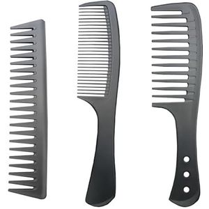 Sunjiyan 3 stuks koolstofvezel antistatische kam, hittebestendig Comb-Fine en brede Tooth Haarkam voor mannen en vrouwen, professioneel voor haarstylist