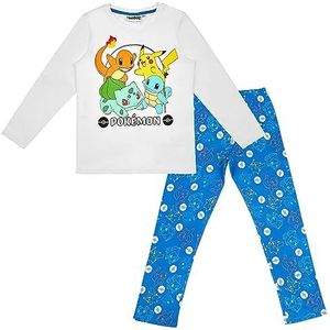 Pokémon pyjama met lange mouwen, Pikachu, jongens en meisjes, uniseks, wit, 152