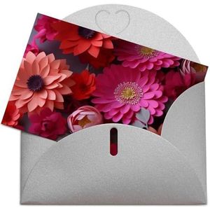 LFDSPYJE Wenskaarten met enveloppen parelmoer papier denk aan je kaart rode bloemen verjaardagskaarten bedankkaarten blanco notitiekaarten voor alle gelegenheden
