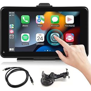 7"" Touch autoradio met CarPlay, Android Auto, MirrorLink en geïntegreerde Bluetooth standaard/bevestiging, compatibel met DC 7-32V, voor vrachtwagens, caravans en campers