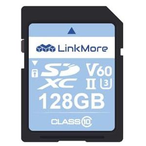 LinkMore XV26 SDXC UHS-II 128 GB C10 U3 V60 voor digitale camera, videodrone 4K/8K, tot 250 MB/s lezen, 100 MB/s schrijven.