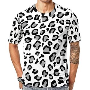 T-shirt met luipaardprint en korte mouwen voor heren, ronde hals, casual T-shirt, tops, 5XL