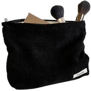 Grote Vrouwen Luipaard Cosmetische Tas Canvas Rits Make Up Tas Reizen Wassen Make-up Organizer Beauty Case, Zwart, Eén maat