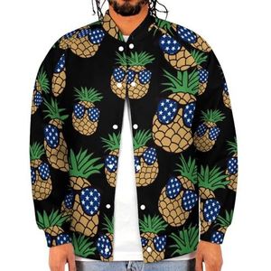 Amerikaanse Vlag Ananas Grappige Mannen Baseball Jacket Gedrukt Jas Zachte Sweatshirt Voor Lente Herfst
